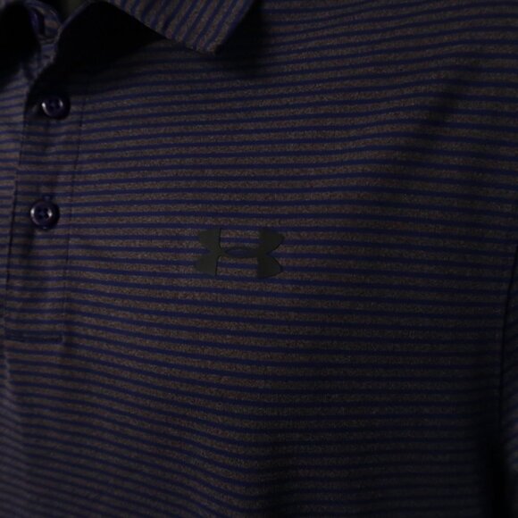 Under Armour HeatGear Purple Striped Performance Polo (M) ⛳️ OMG! - Picture 10 of 11